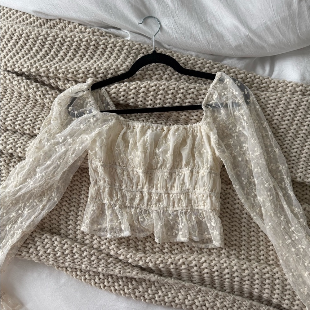 Elegant Cream Lace Women's Top